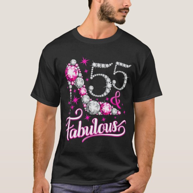 55 Födelsedag. 55 och Fabulous Women's, dam T Shirt (Framsida)