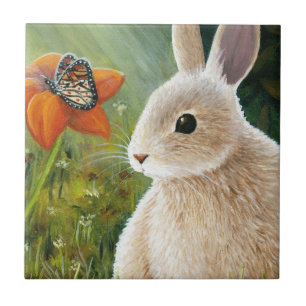 55 kaninbunny med Butterfly Kakelplatta