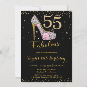 55 och Fabulous High Heel Diamonds 55:e födelsedag Inbjudningar
