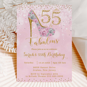 55 och Fabulous High Heel Diamonds 55:e födelsedag Inbjudningar