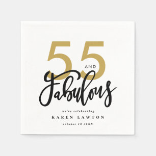 55 och fantastiska servetter av guld födelsedagsfe