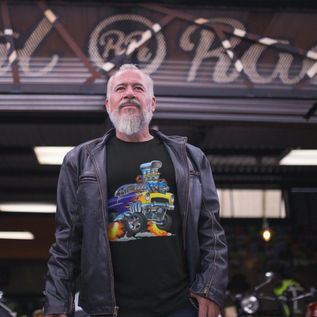 55 Rolig Bil Flammande Drag Track Beast Långärmad T Shirt (Skapare uppladdad)
