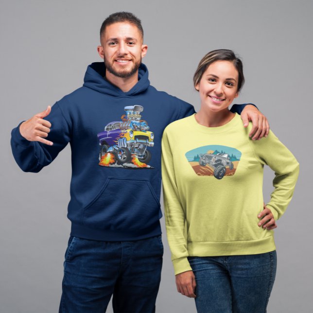 55 Rolig Bil Flammande Drag Track Odjur  Hoodie (Skapare uppladdad)