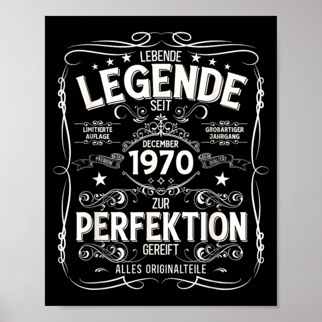 55th Birthday Gift Men Women Legend December 1970  Poster (Framsidan)