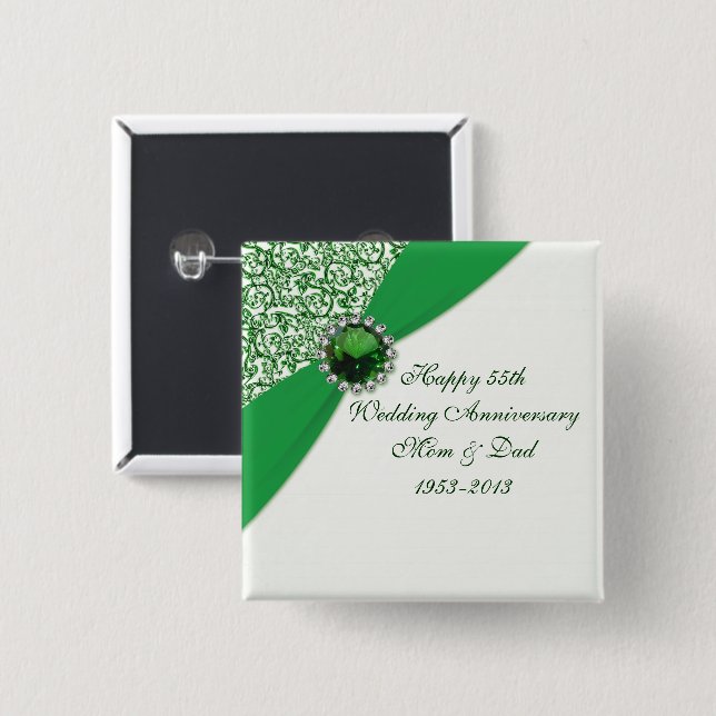 55th Bröllopsdagen knäppas Knapp (Framsida & baksida)