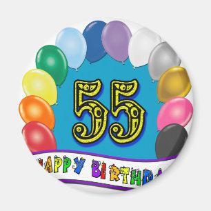 55th Födelsedagballongdesign Magnet
