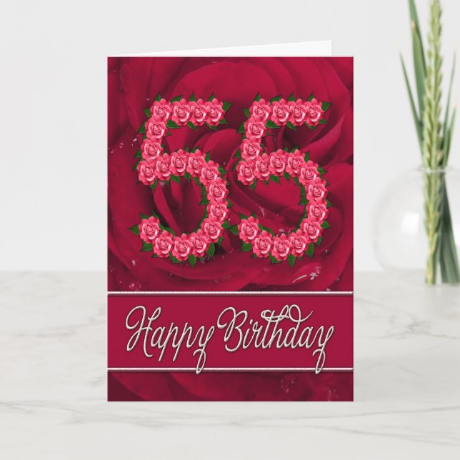 55th födelsedagkort med ro och löv kort (Framsida)