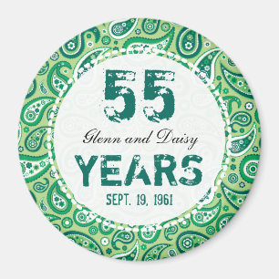 55th SmaragdbröllopsdagPaisley mönster Magnet