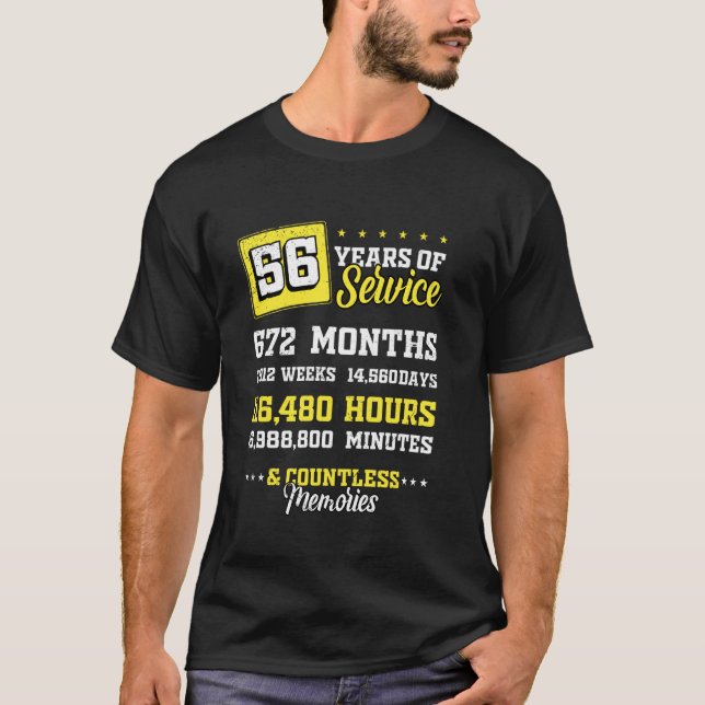 56 Års Tjänst Roliga Pensioneringspresenter för Mä T Shirt (Framsida)