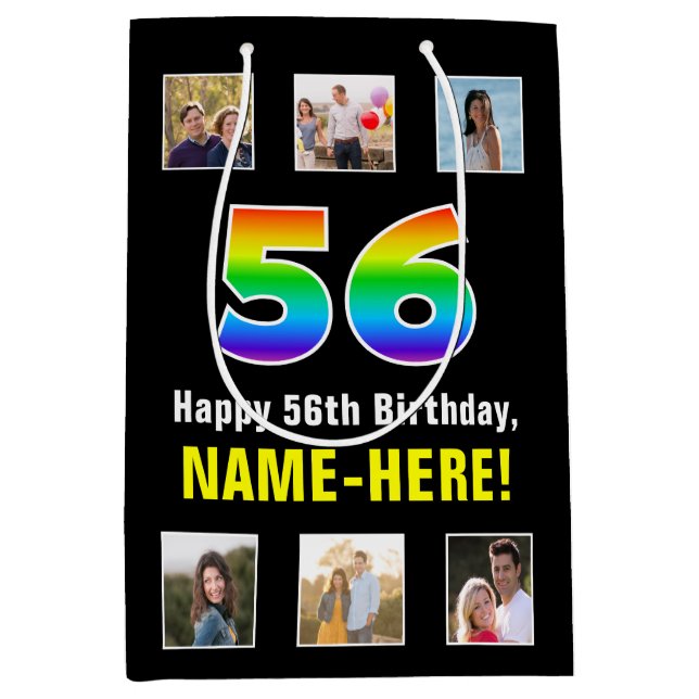 56-årsdag: Regnbåge "56", Anpassade bilder och nam (Framsidan)