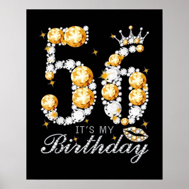 56:e födelsedag med hög hälsenorm Krona Diamond Poster (Framsidan)