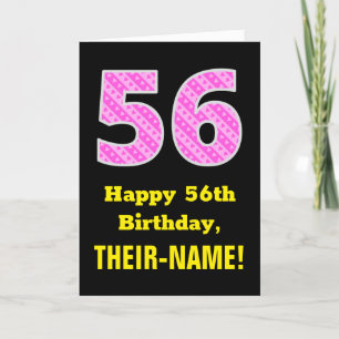 56:e födelsedag: Rosa Rand och örter "56" + Namn Kort