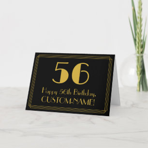56:e födelsedagen: Art Deco Inspired Titta "56" +  Kort