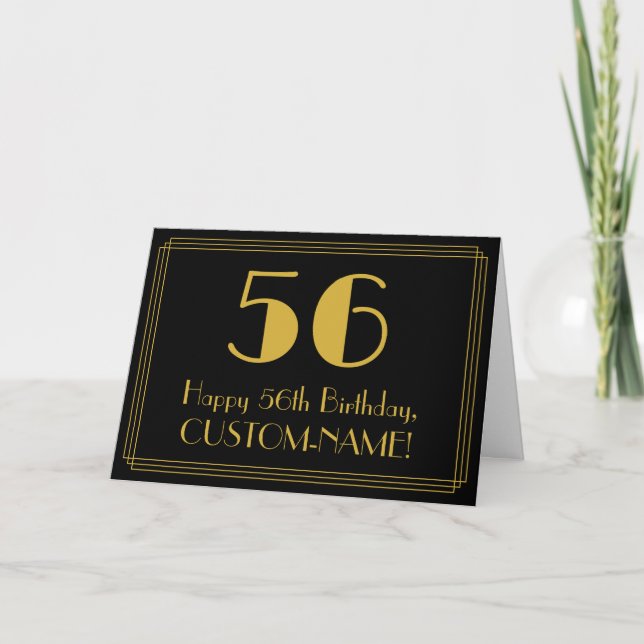 56:e födelsedagen: Art Deco Inspired Titta "56" +  Kort (Framsida)