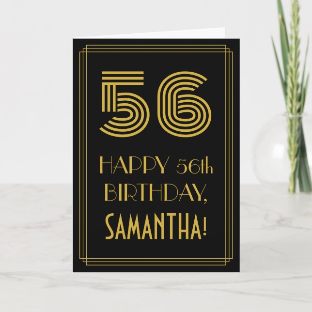 56:e födelsedagen: Art Deco Inspired Titta "56" oc Kort (Framsida)