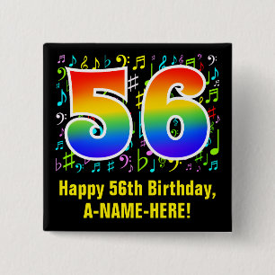 56:e födelsedagen: Colorful Music Symbols, Rainbow Knapp