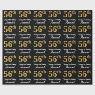 56:e födelsedagen: Elegant Luxurious Faux Guld Tit Presentpapper