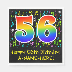 56:e födelsedagen - Färgstarka musiksymboler, regn Pappersservett