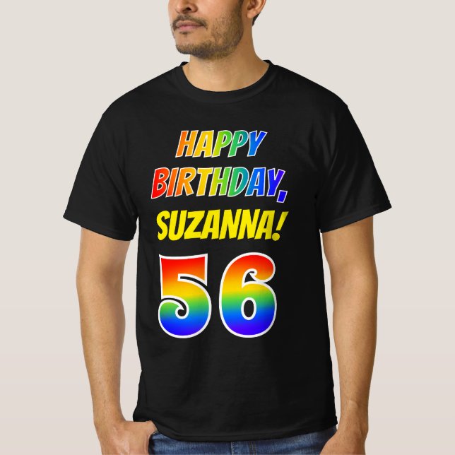 56:e födelsedagen - fetstil, Roligt, regnbåge 56,  T Shirt (Framsida)