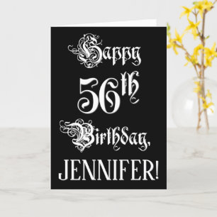 56:e födelsedagen: Finare, Elegant, skript + anpas Kort