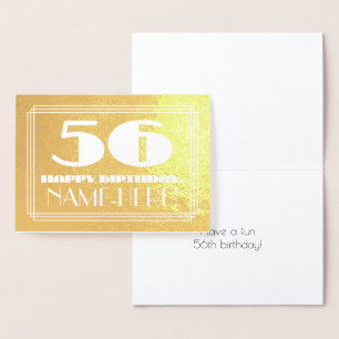 56:e födelsedagen: Namn + Art Deco Inspired (56) Folierat Kort