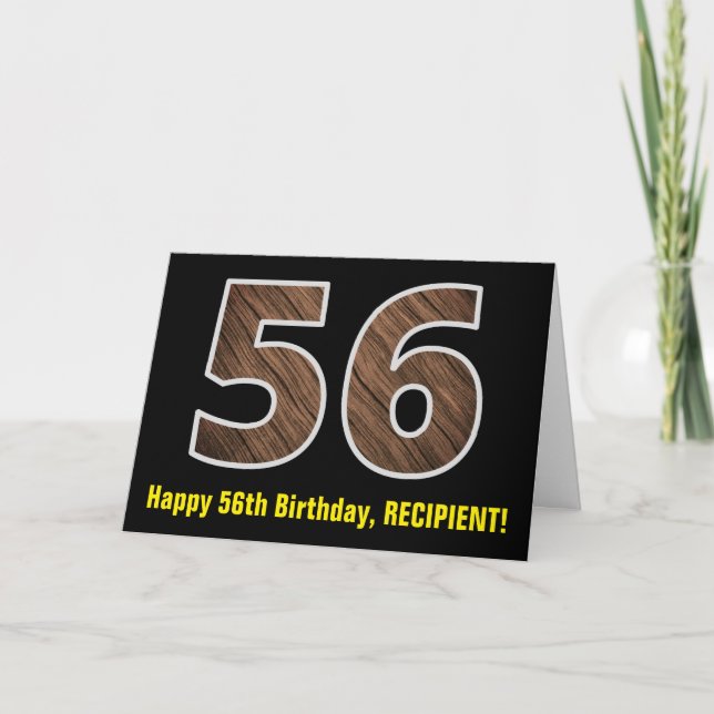 56:e födelsedagen: Namn + Faux Wood Grain Mönster  Kort (Framsida)