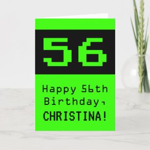 56:e födelsedagen: Nerdy/Geeky Stil "56" och Namn Kort