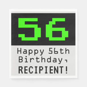 56:e födelsedagen - Nerdy/Geeky Stil "56" och Namn Pappersservett