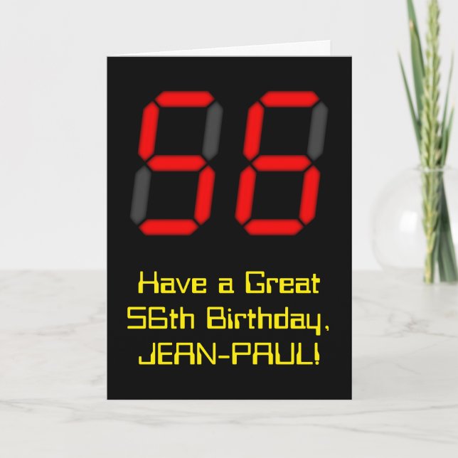 56:e födelsedagen: Red Digital Clock Stil "56" + N Kort (Framsida)