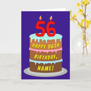 56:e födelsedagen: Roligt Cake and Candles + Anpas Kort