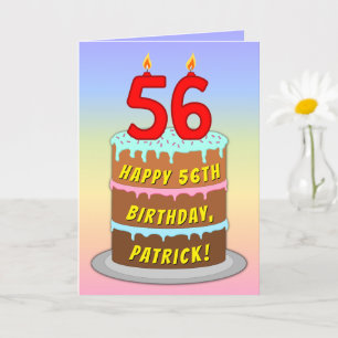 56:e födelsedagen - Roligt Cake & Candles, med ege Kort