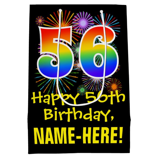 56:e födelsedagen: Roligt Fireworks Mönster + regn (Baksidan)