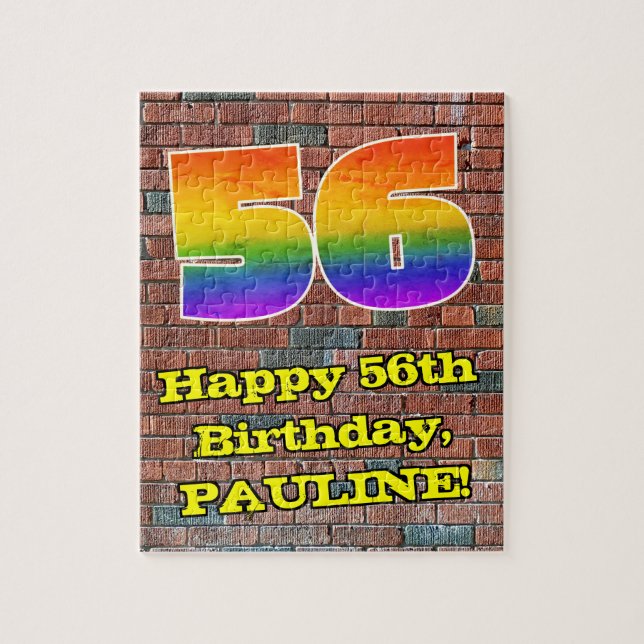56:e födelsedagen: Roligt Graffiti-Inspired Rainbo Pussel (Vertikal)