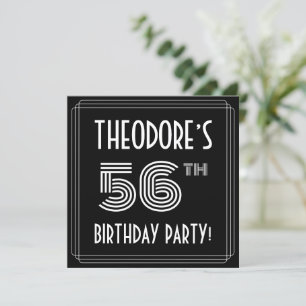 56:e Födelsedagsfesten: Art Deco Stil med eget nam Inbjudningar