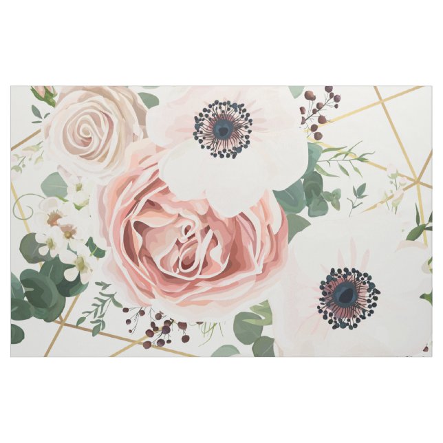 56-tums Wide Cotton Fabric Geometric Garden Ro Tyg (Yard)