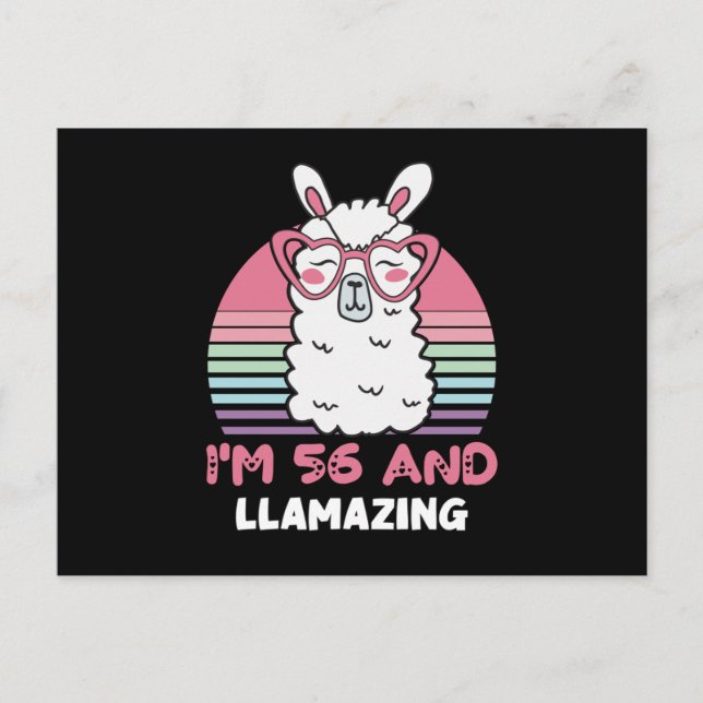 56 Year Old Bday Llamazing 56th Birthday Llama Vykort (Framsida)