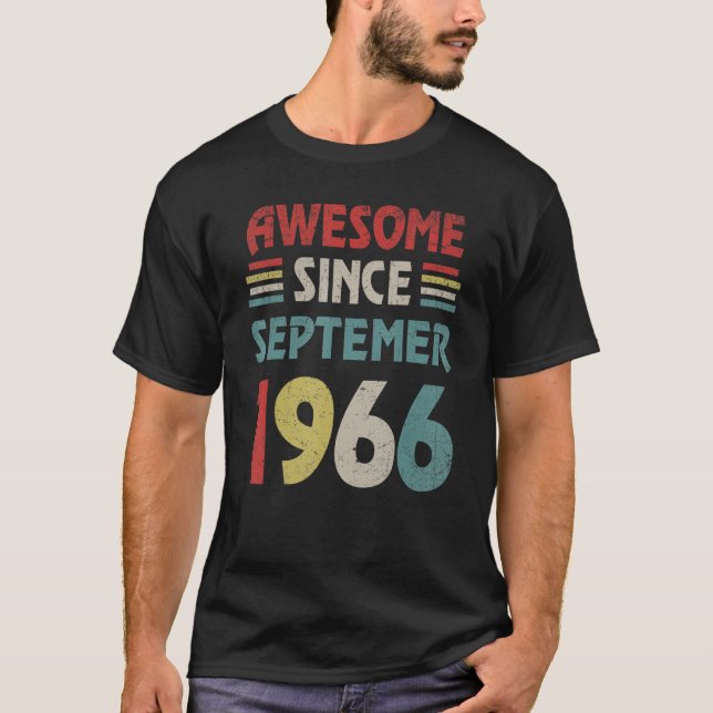 56 Years Old  Awesome Since September 1966 56th T Shirt (Framsida)
