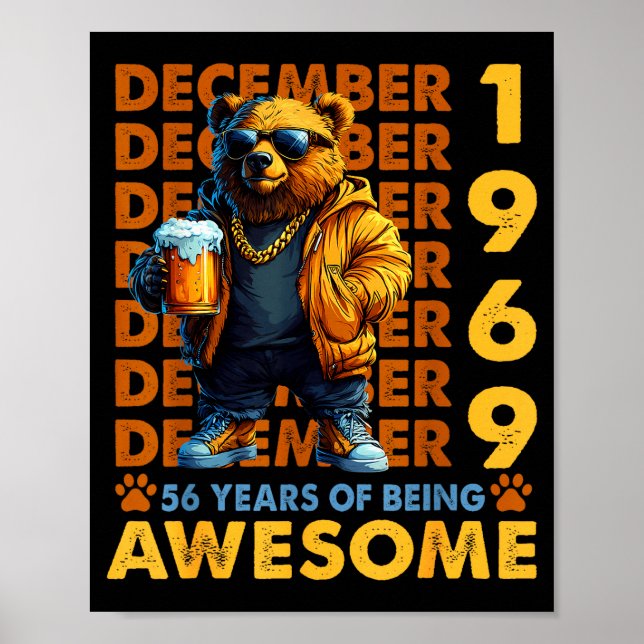 56th Birthday Bear Legends December 1969 56 Years  Poster (Framsidan)