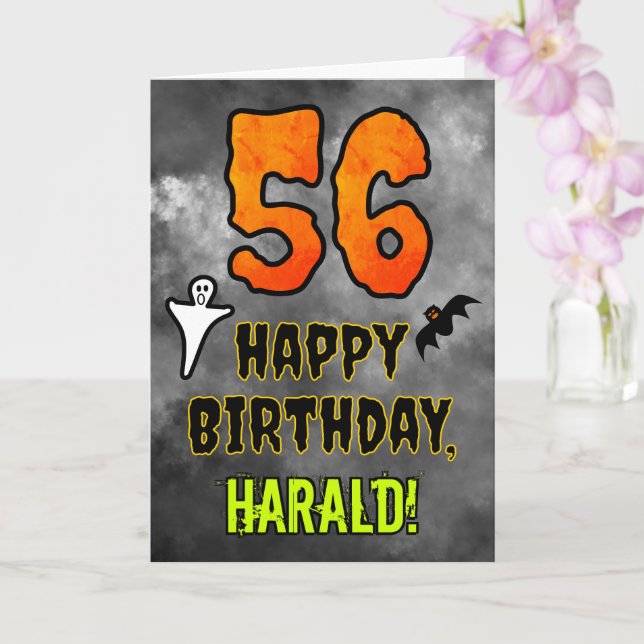 56th Birthday: Eerie Halloween Theme + Custom Name Kort (Orkide)