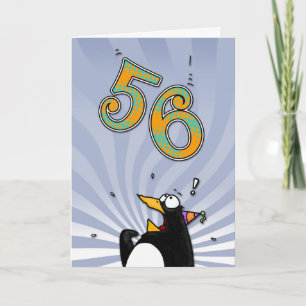 56th födelsedag - pingvinöverrrakningkort kort