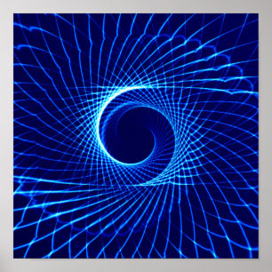 578627 BLUE SPIRAL SWIRL DIGITAL ART BAKGRUND PA POSTER