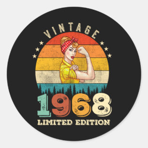 57 Ålder Bday 1968 Vintage 57:e födelsedagen Kvinn Runt Klistermärke