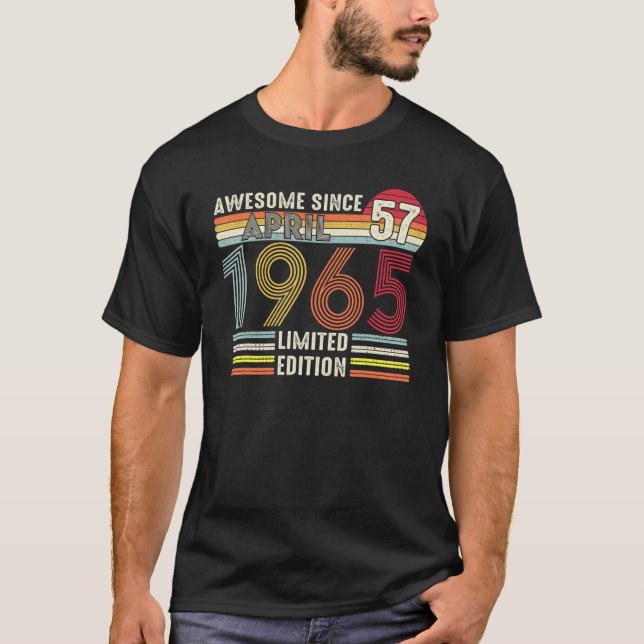 57 Ålderapril 1965 57:e födelsedagen T Shirt (Framsida)