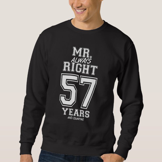 57 år Alltid Höger Funny Par Anniv Lång Ärmad Tröja (Framsida)