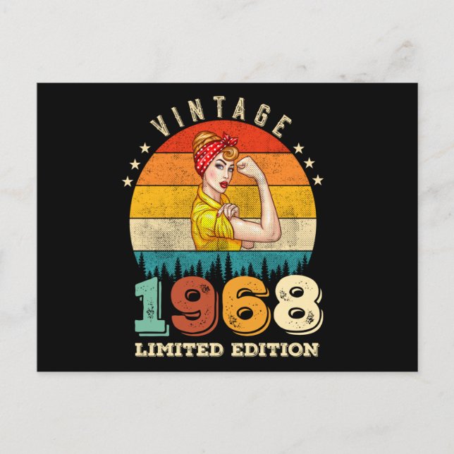 57 Års Födelsedag 1968 Vintage 57-årsdag Kvinnor Vykort (Framsida)