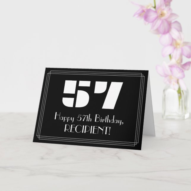57-årsdag: Art Deco Inspirerad Look "57" & Namn Kort (Orkide)