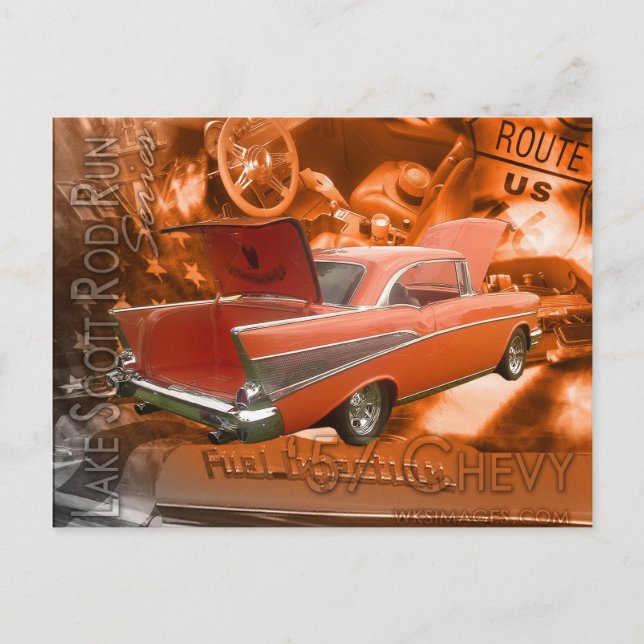 57 Chevy-Lake Scott Rod Run-serien Vykort (Framsida)