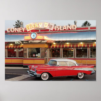 57 Chevy med 50:s Stil Coney Island Poster