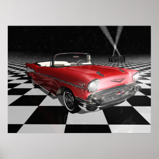 "57 Chevy on Checkerboard Poster