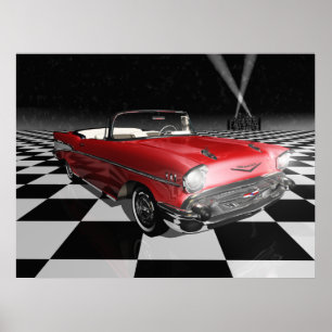 '57 Chevy på schackbräde Poster